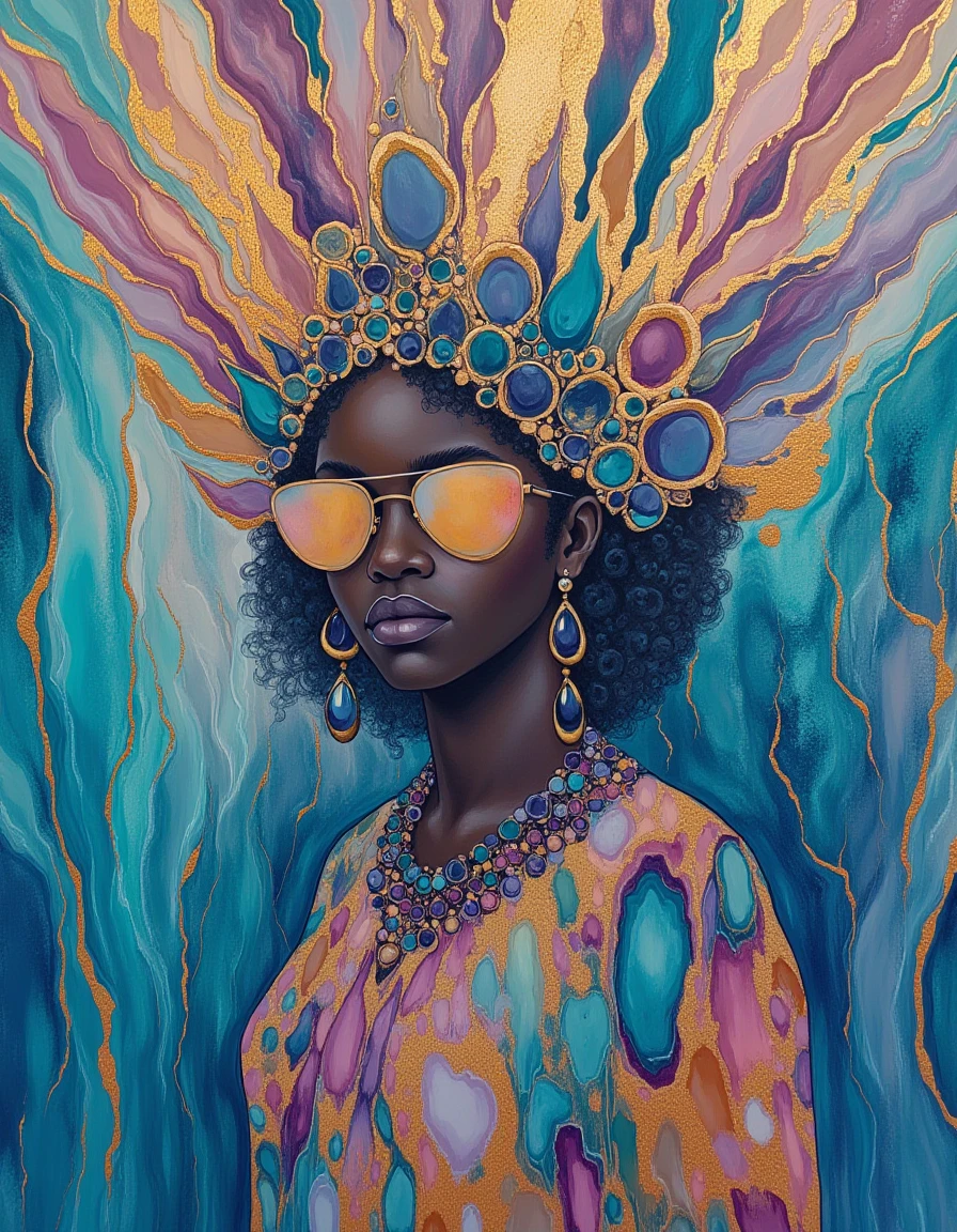 novuschroma painting of african hydropunk princess