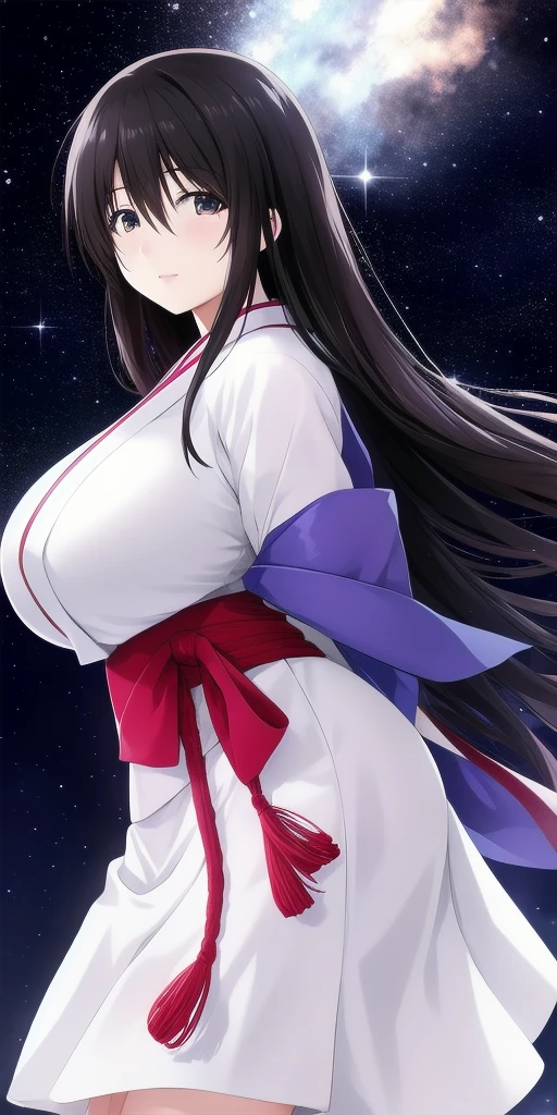 <lora:ohno_kanakoV7:0.7> ohno_kanako, arms_behind_back, huge_breasts, standing, solo, starry_sky, japanese_clothes,, masterpiece, best_quality, detailed_face, detailed_eyes, highres, beautiful, detailed, absurdres,