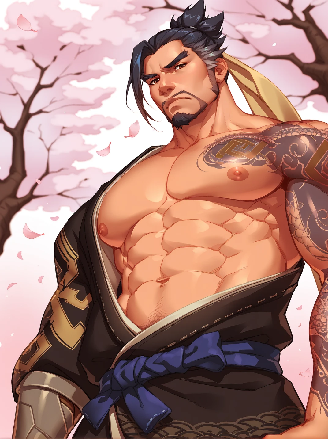 score_9, score_8_up, score_7_up, score_6_up, score_5_up, score_4_up intricate_details_xl, cherry blossoms, simple background, dark theme, gradient background zhongli, brown hair, orange hair, gradient hair, (pout:0.9), light frown, nude man, clothless, penis, full-height, big muscles, undressing,erect penis, foreskin over penis, pubic hair, hairy body, blushing, dripping penis, standing, full-height, at a beach