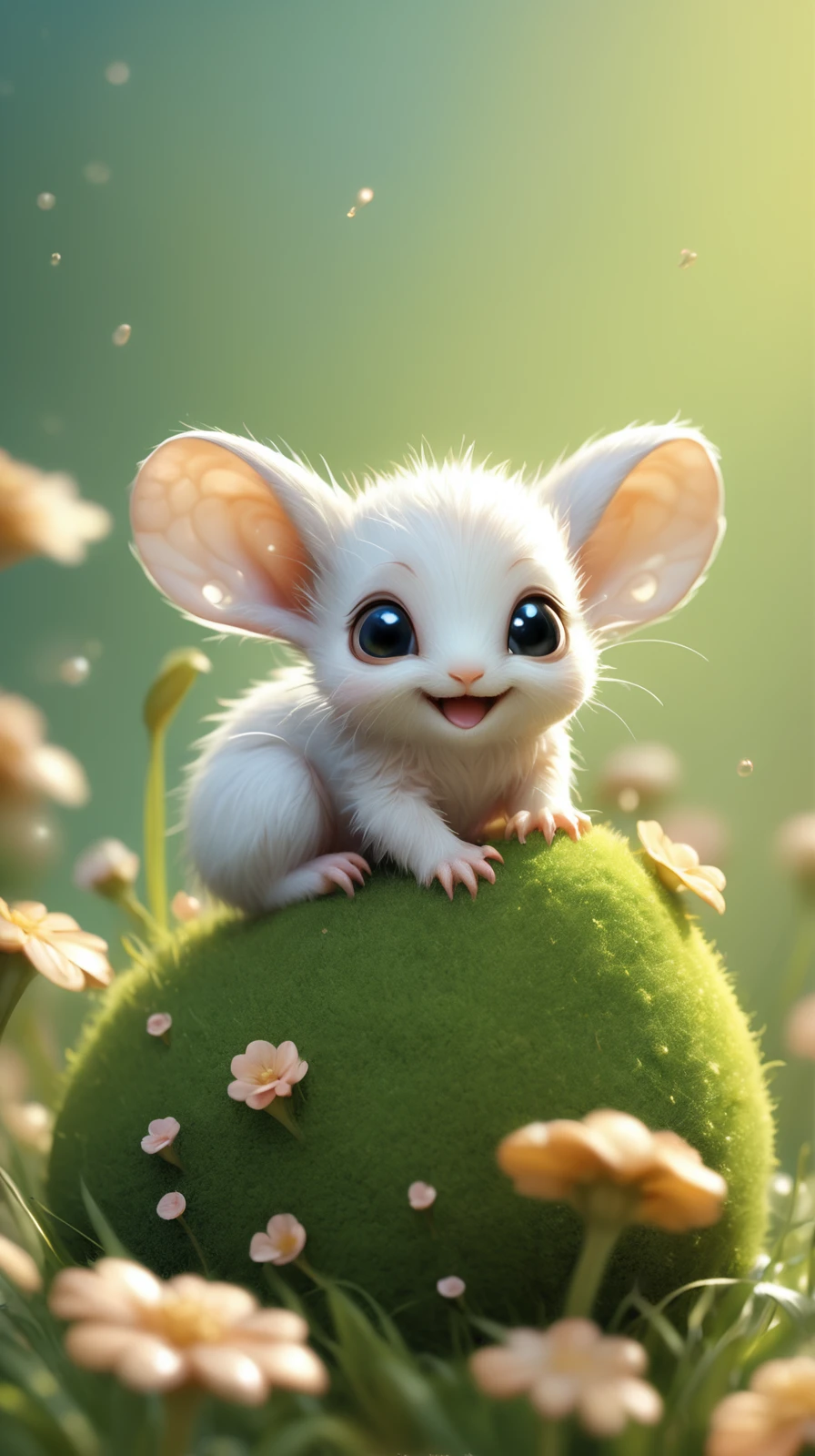 Cute little Creature, fantasy, playfull, happy, cuteness overload, masterpiece, small centered composition, product shot, wallpaper art, Rule of Thirds, delicate,lovable, tiny, best, dynamic composition, magnificent, intense, perfect background, masterpiece, ultra detailed