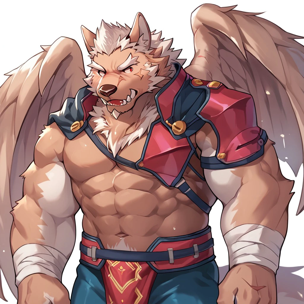 score_9, score_8_up, score_7_up, source_furry, Marchosias, furry, solo, scar, wolf boy, bara, shoulder armor, loincloth, wings, zPDXL3,  <lora:Marchosias:1.0>