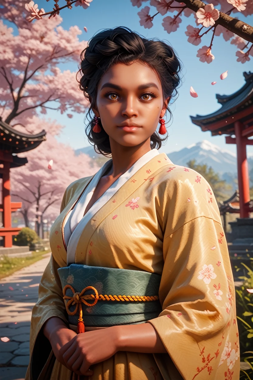 score_9, score_8_up, score_7_up,
<lora:RDR2Tilly:0.8>
RDR2Tilly, 1girl, black hair, brown eyes, dark skin, looking at viewer, in a traditional kimono, surrounded by cherry blossoms