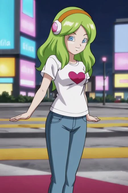 source_anime, score_9, score_8_up, score_7_up, anime screencap,
brianne, 1girl, solo, long hair, smile, blue eyes, green, jeans, t-shirt,looking at viewer, small breasts, city,
<lora:brianne_pony_v1:0.8>