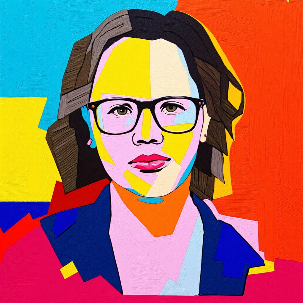 ART Suprematism Style ART of Mirjam Bikker wearing glasses, digital painting,
creative,
<lora:Mirjam Bikker:1.8>âââ