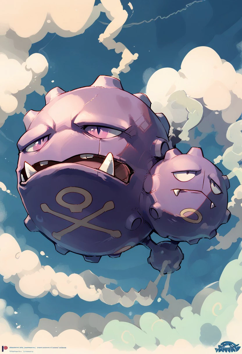 score_9, score_8_up, score_8,
zzWeezing, no humans, pokemon (creature), fangs, smoke,
zPDXL,