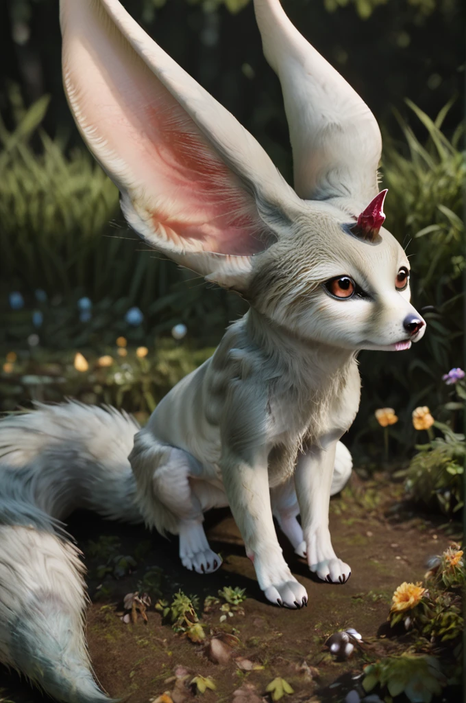 source_furry, score_9, score_8_up, score_7_up, (carbuncle_xv, fennec, fox, feral), white fur, detailed fur, fluffy, large ears, tan eyes, detailed eyes, paws, tail, forhead crytal, red crystal, <lora:FF_Carbuncle09:1>, outdoors, graslands, sitting, look up, zPDXL2, zPDXLpg, zPDXLrl, shaded, best quality, highly detailed, extreme detail, photorealistic