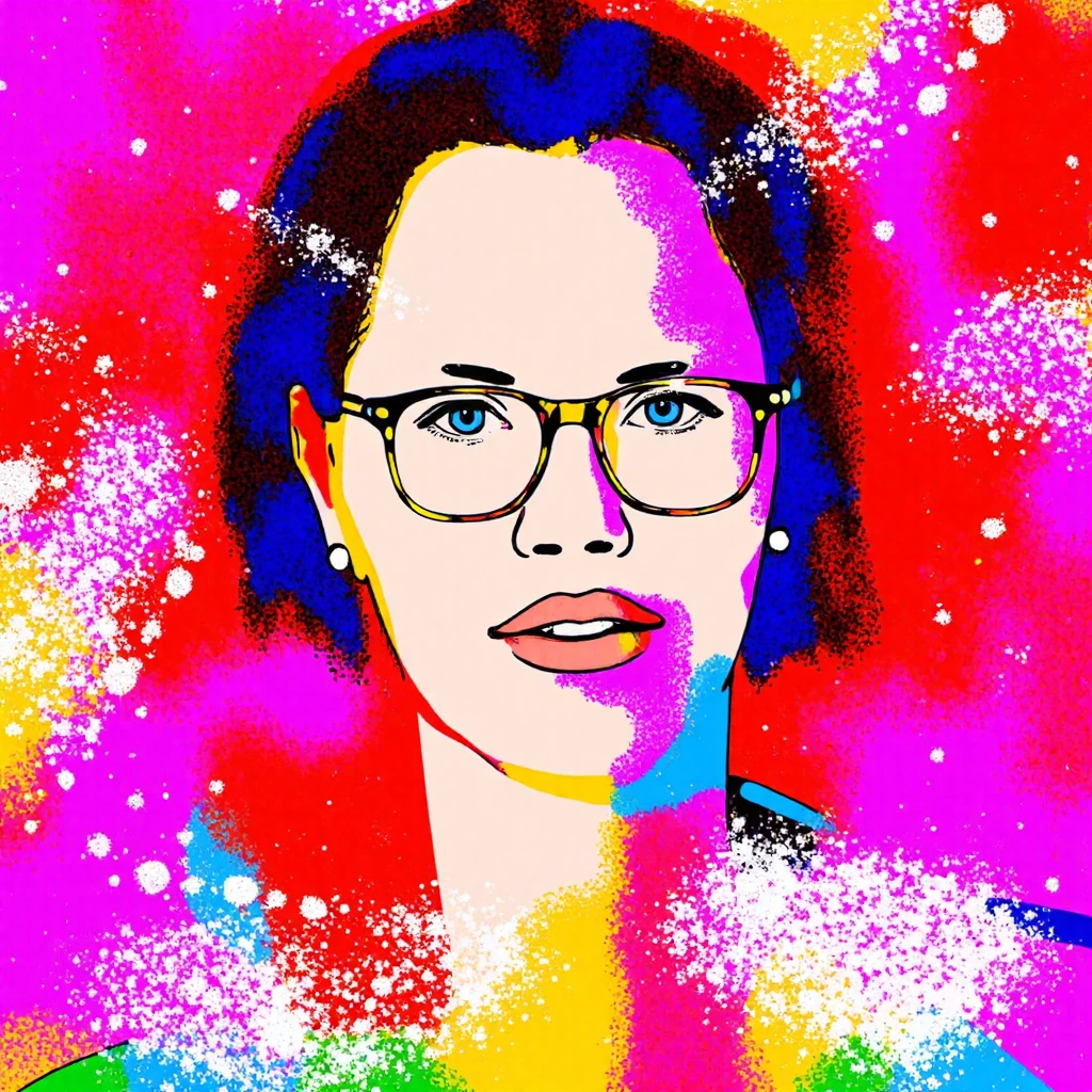 ART Virtual Abstract Expressionism Style ART of Mirjam Bikker wearing glasses, digital painting,
creative,
<lora:Mirjam Bikker:1.8>âââ