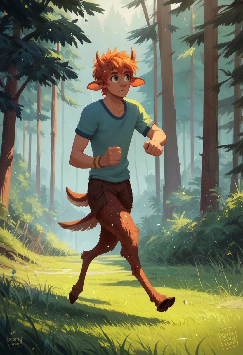 score_9, score_8_up, score_7_up, best quality, running, forest, grass,
solo, male, satyr,  slim, lean, dymamic