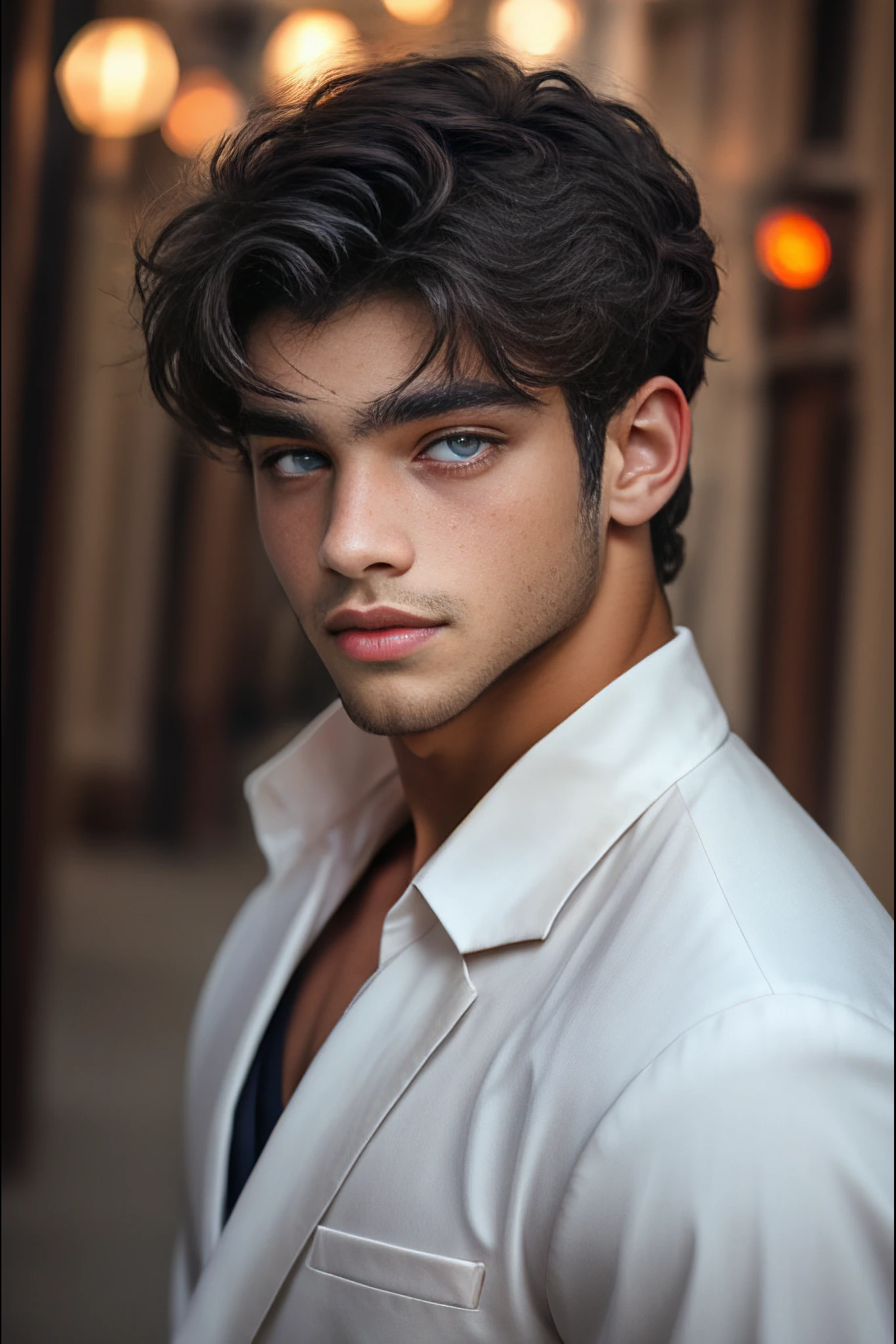 <lora:Nathaniel_Cohen_V1_GV:1> black hair, grey eyes, handsome, nice clothes, portrait