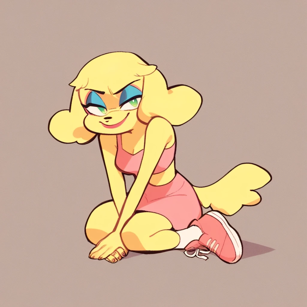 smolder_mlp, dragon, young, detailed face, closed mouth, frown, orange scales, standing, female, small breasts, flat chested, cheerleader top, cherleader skirt, panties, clothes lift, looking up, surprised, angry, question marks floating in air, shocked expression, sweat, sfw