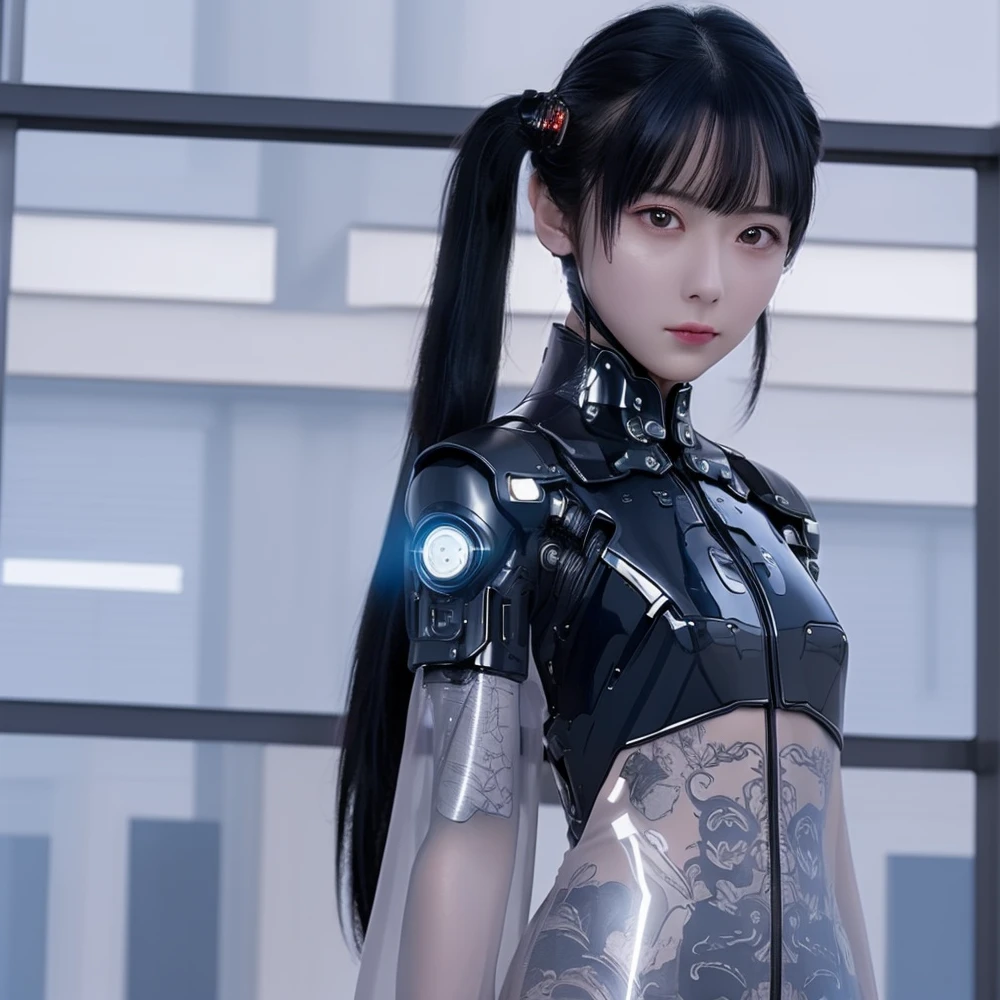 best quality, ultra high res, (photorealistic:1.4),a beautiful girl, [:(detailed face:1.2):0.2], teen, kawaii,cosplay, black twintails ,flat chest, ,space station, stars, transparent clothing, half body  , rocket backpack, cheongsam, cyberpunk, futuristic, mechanical <lora:æºç²-æªæ¥ç§ææºç²é¢ç½©_FULX:0.5>, helmet, future, mask , <lora:èµåå½é£-æè¢_v1.0:0.4>, <lora:Rorurari_v1.0:0.9>