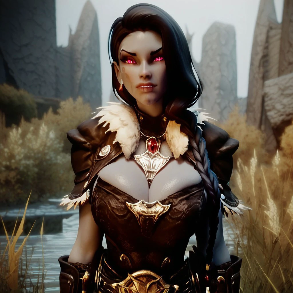 fantasy art game cg,(full body:0.5), 
best quality,masterpiece,highly detailed,ultra-detailed,  
eyes
<lora:neg4all_bdsqlsz_V3.5:-1>  <lora:bg3chr:1>bg3,bg3chr, 1girl, solo, horns, tribal, long hair, weapon, black hair, pointy ears, axe, sky, breasts, red eyes, day, outdoors, tree, unreal engin 5,octane render,(2D:1.2), digital painting, artstation, concept art, smooth, sharp focus,art by ross tran and greg rutkowski and alphonse Mucha and  Bak Karol