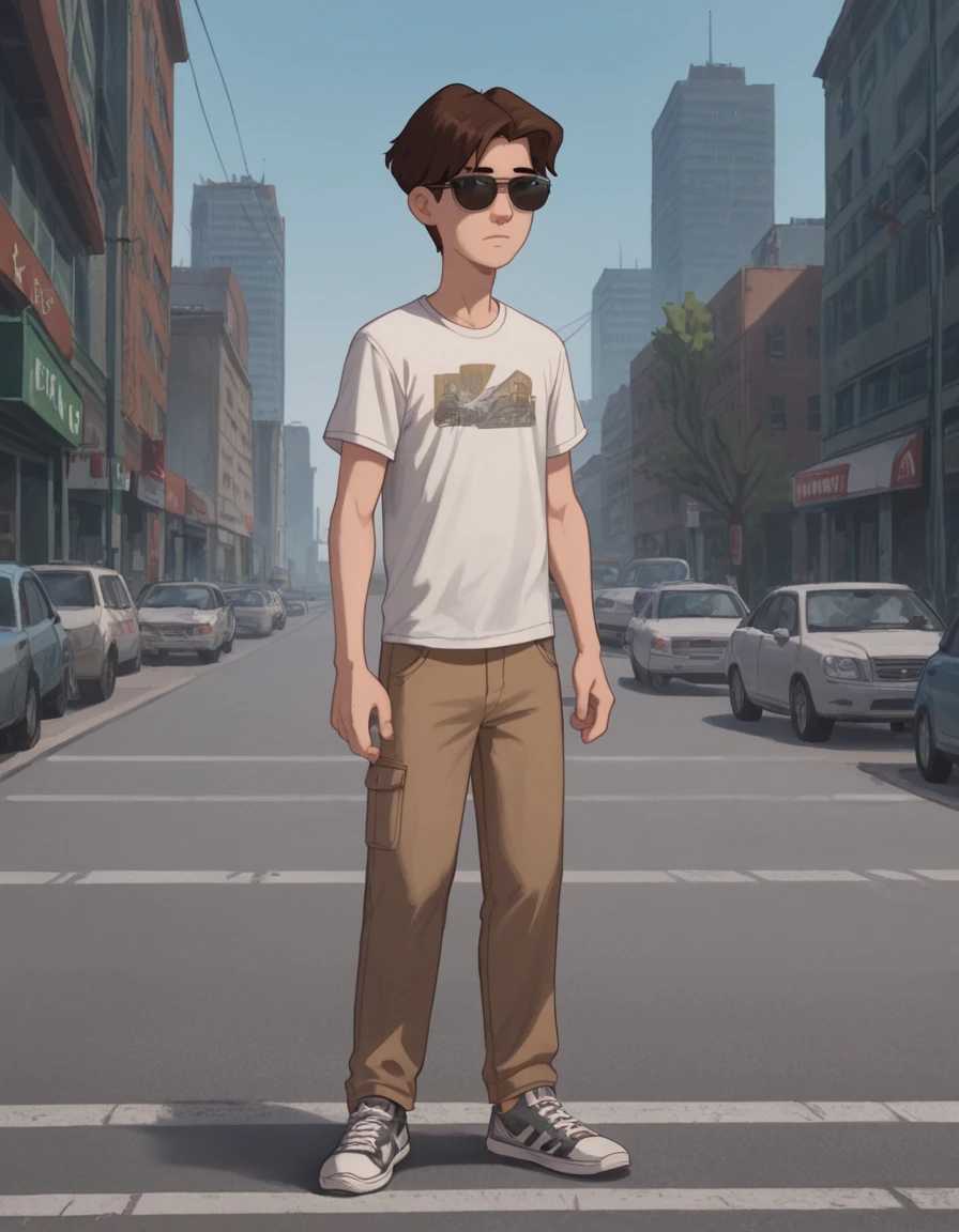 score_9, score_8_up, score_8, score_7
 <lora:Request_Kevin_Grant_Gomez_Hamster_and_Gretel:0.8> 1boy, male focus, k3vin, brown hair, solo, shirt, pants, black eyes, parody, sneakers
outdoors, sunglasses, city,