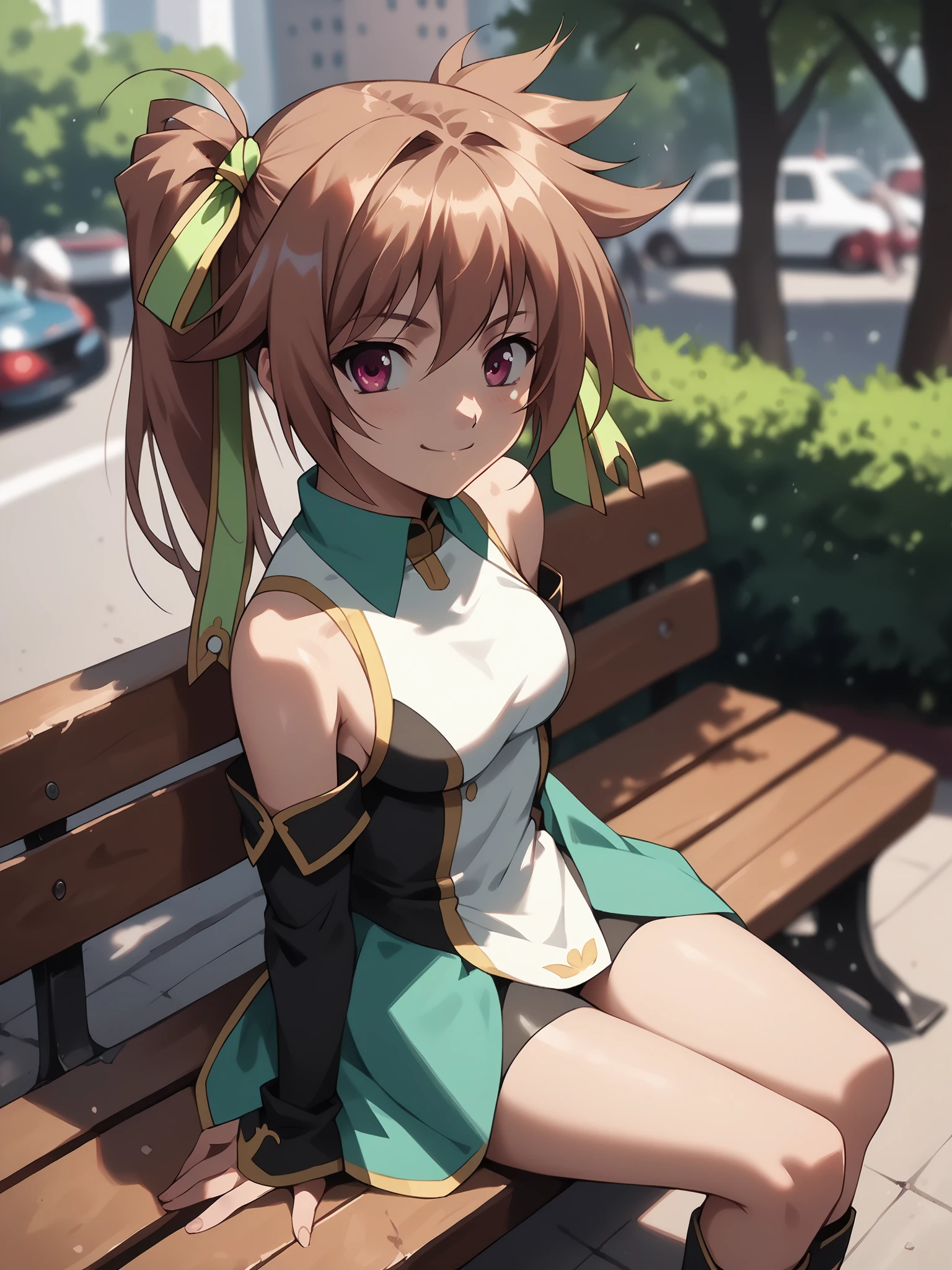 <lora:happy_tentacle-batai-v0.1-000030:0.9>, ht_batai, hair ribbon, (medium breasts:0.8), detached sleeves, panties aside , cowboy shot, 1girl, solo focus,(smile:1), park, cityscape, bench, tree, bush , , depth of field, from above, (petite:1.2), [(realistic, photorealistic:1.2):(realistic:1.2):16] [(3d:1.2)::10] <lora:LUUNA's Lunas-NijiJourney-SDXL-B2:0.5>, nijijourney <lora:prgfrg23's Counterfeit-V3.0 Style SDXL_LoRA_Pony Diffusion V6 XL:0.5> <lora:mfcg's mfcgXL:0.1> <lora:Shed_The_Skin's StS_age_slider_v1_initial_release:-1.2>, score_9, score_8_up, score_7_up, score_6_up, score_5_up, score_4_up,