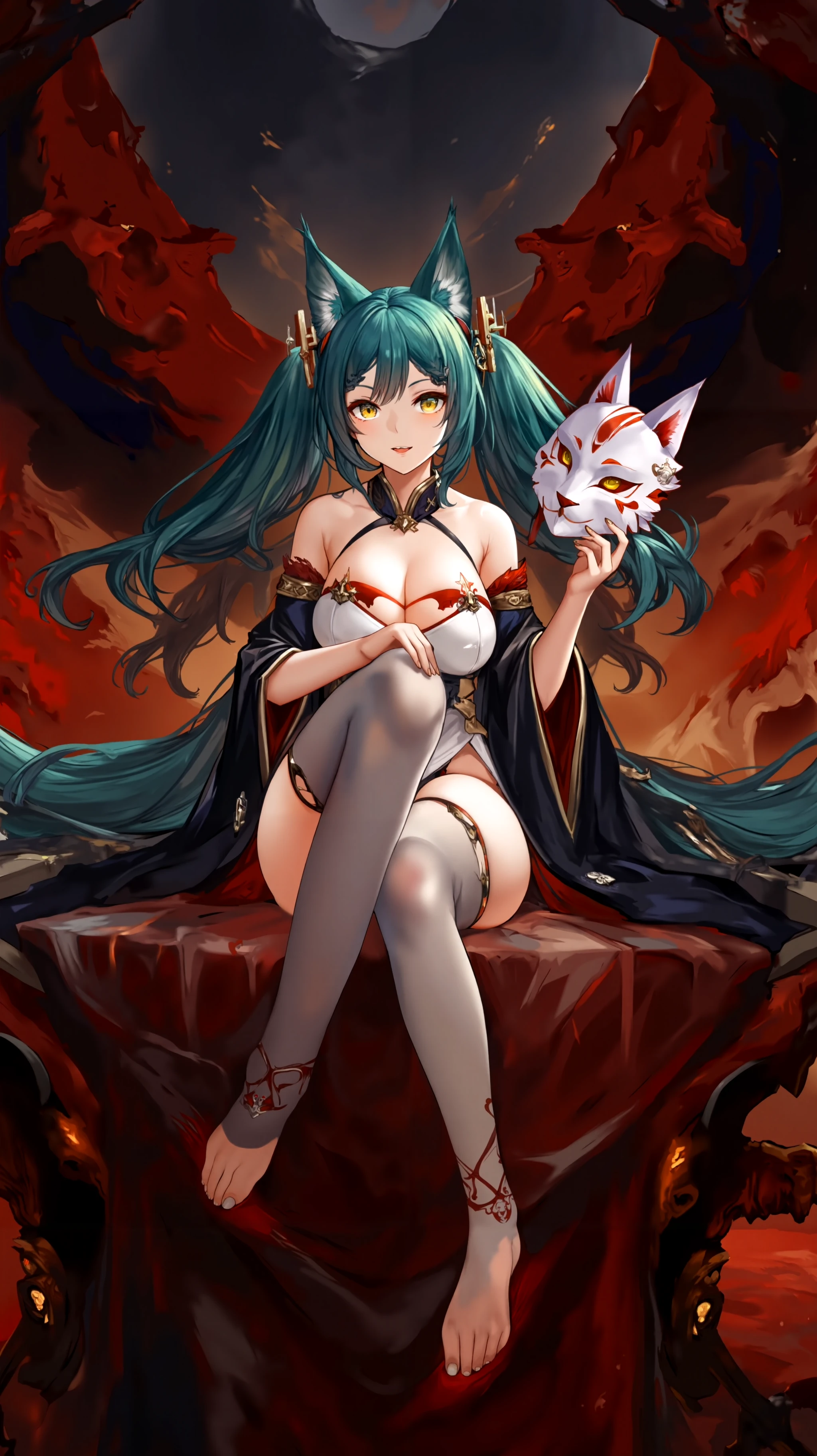 A sexy cute dragon vampire nine tails fox girl