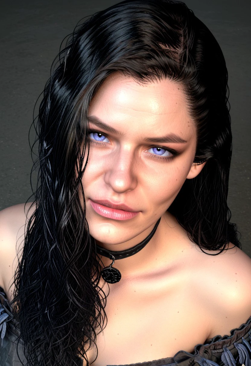 score_9, score_8_up, score_7_up yennefer of vengerberg gazes directly at the viewer, a subtle smirk playing on her lips, revealing her confident and enigmatic nature.