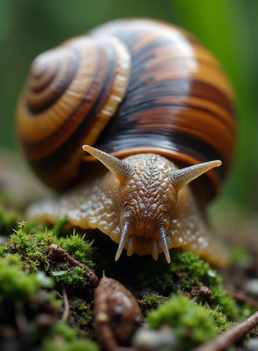 insane close up of snail, macro closeup, <lora:Ultima_Flux_v1:0.4>