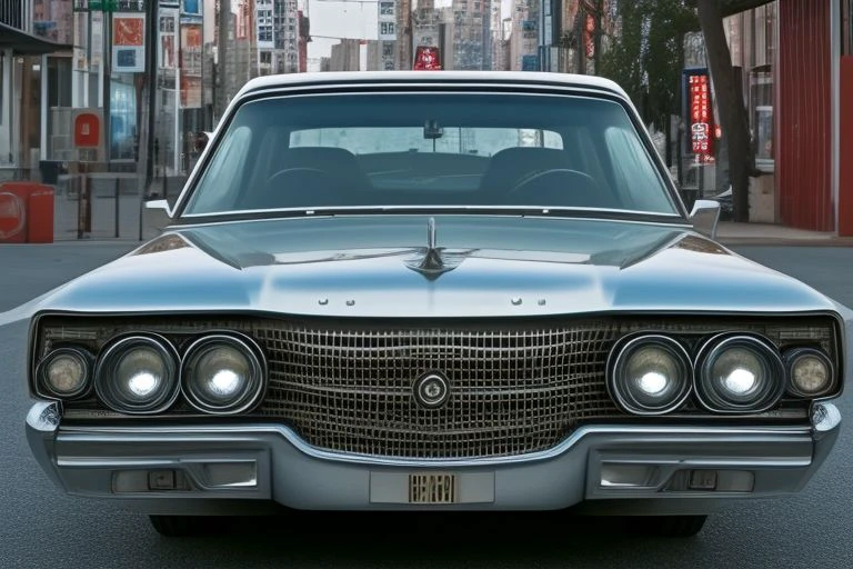 (photorealistic, UHD, 8k, masterpiece), omg_cars, (1971 funny bizarre Buick Electra fastback coupe, Bunkie Knudsen style, headlights and taillights switched on), driving on Tokyo C-1 Circuit highway during rush hour <lora:OMG_Cars_epoch_5:1.0>