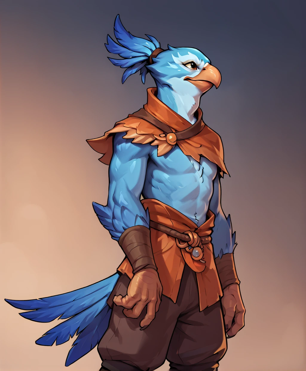 score_9, score_8_up, score_7_up, score_6_up, score_5_up, score_4_up, source_furry
kezdota, bird, blue skin, blue body, feathers, feather hair, standing, clothed
<lora:Alwaysfaceleft:0.30> <lora:Trinity-fate:0.4> <lora:Kez_-_Dota_2-000005:0.55>