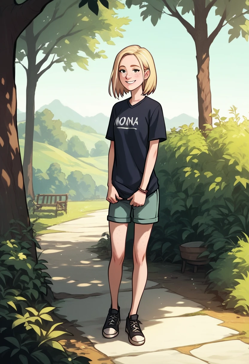 score_9, score_8_up, score_7_up, score_6_up, score_5_up,  1girl, solo, full body,
<lora:Nora (Storybooth):0.9> Nora_Storybooth, blonde hair, medium hair, freckles, smile, black eyes, eyes open,
outdoors, detailed background,
<lora:Expressive_H:0.3> Expressiveh,
<lora:add-detail-xl:0.9>