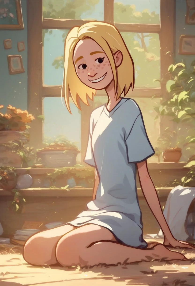 score_9, score_8_up, score_7_up, score_6_up, score_5_up,  1girl, solo, full body,
 <lora:Nora (Storybooth):0.9> Nora_Storybooth, blonde hair, medium hair, freckles, smile, detailed eyes, eyes open,
indoors, detailed background,
<lora:Expressive_H:0.3> Expressiveh,
<lora:add-detail-xl:0.9>
<lora:light:1> neolight