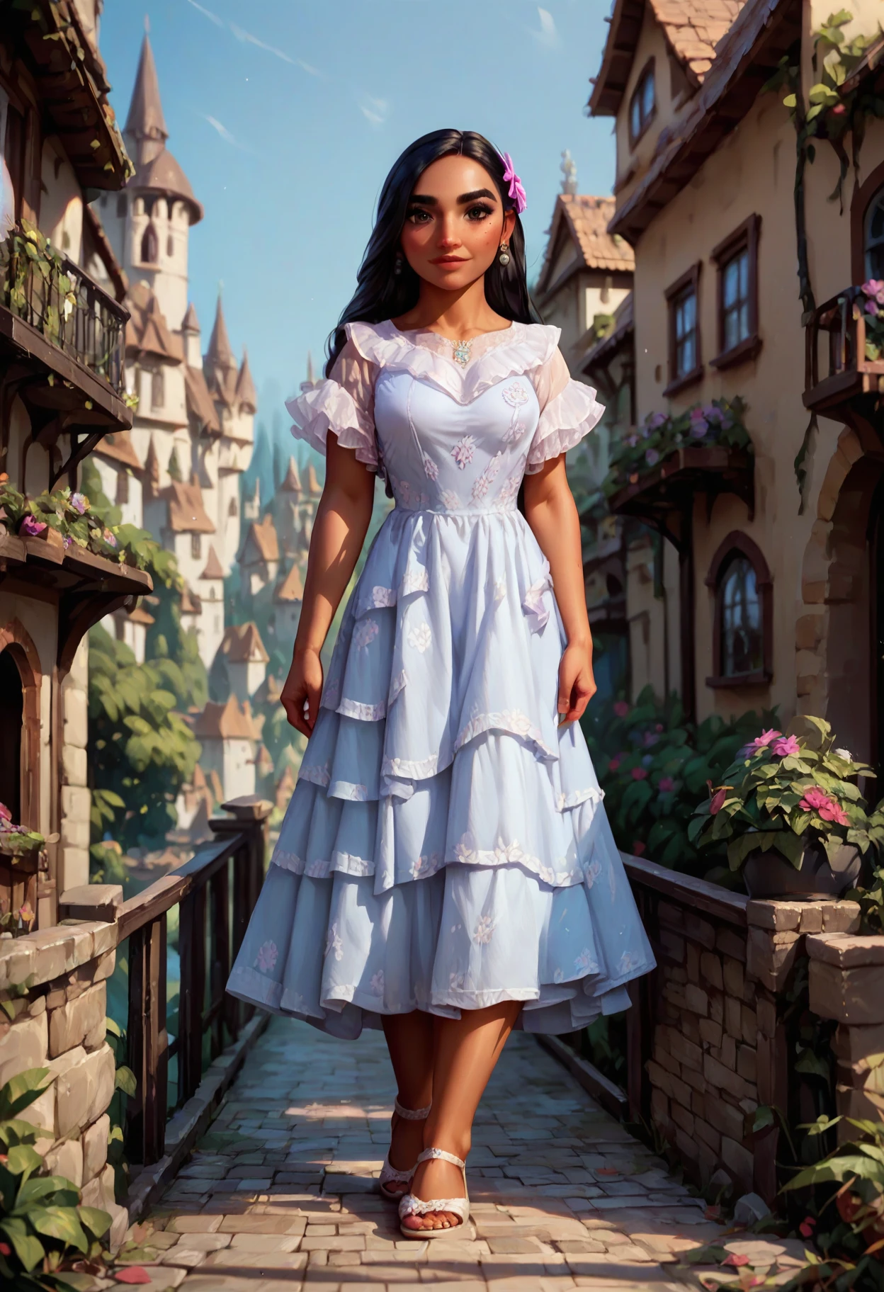 score_9, score_8_up, score_7_up, score_6_up,
isabelauai,
looking at viewer,full body,1girl,solo,
on a bridge,village,castle in the background,

