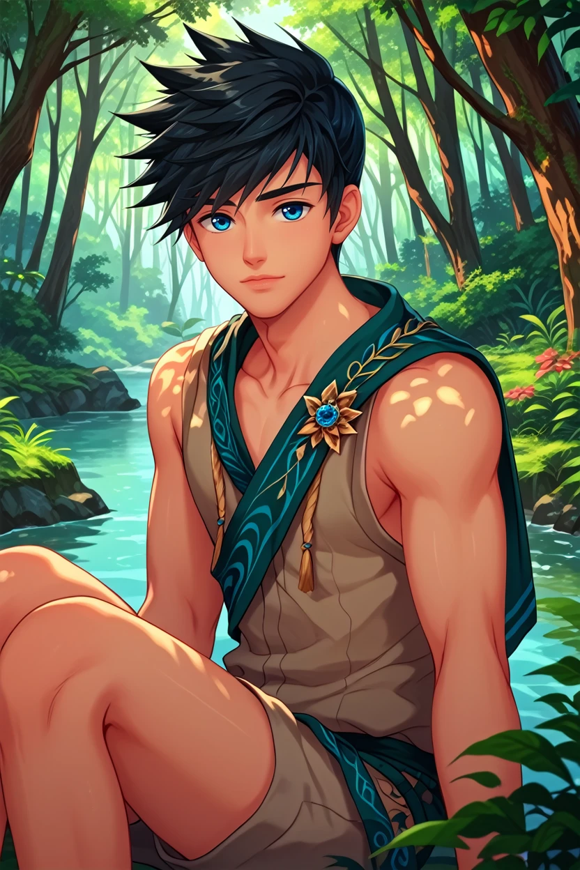 score_9, score_8_up, score_7_up,
<lora:CBNatsumi:1.0>
CBNatsumi, 1boy, black hair, short hair, blue eyes, looking at viewer, Rainforest canopy with sunbeams, vibrant and lush, sitting