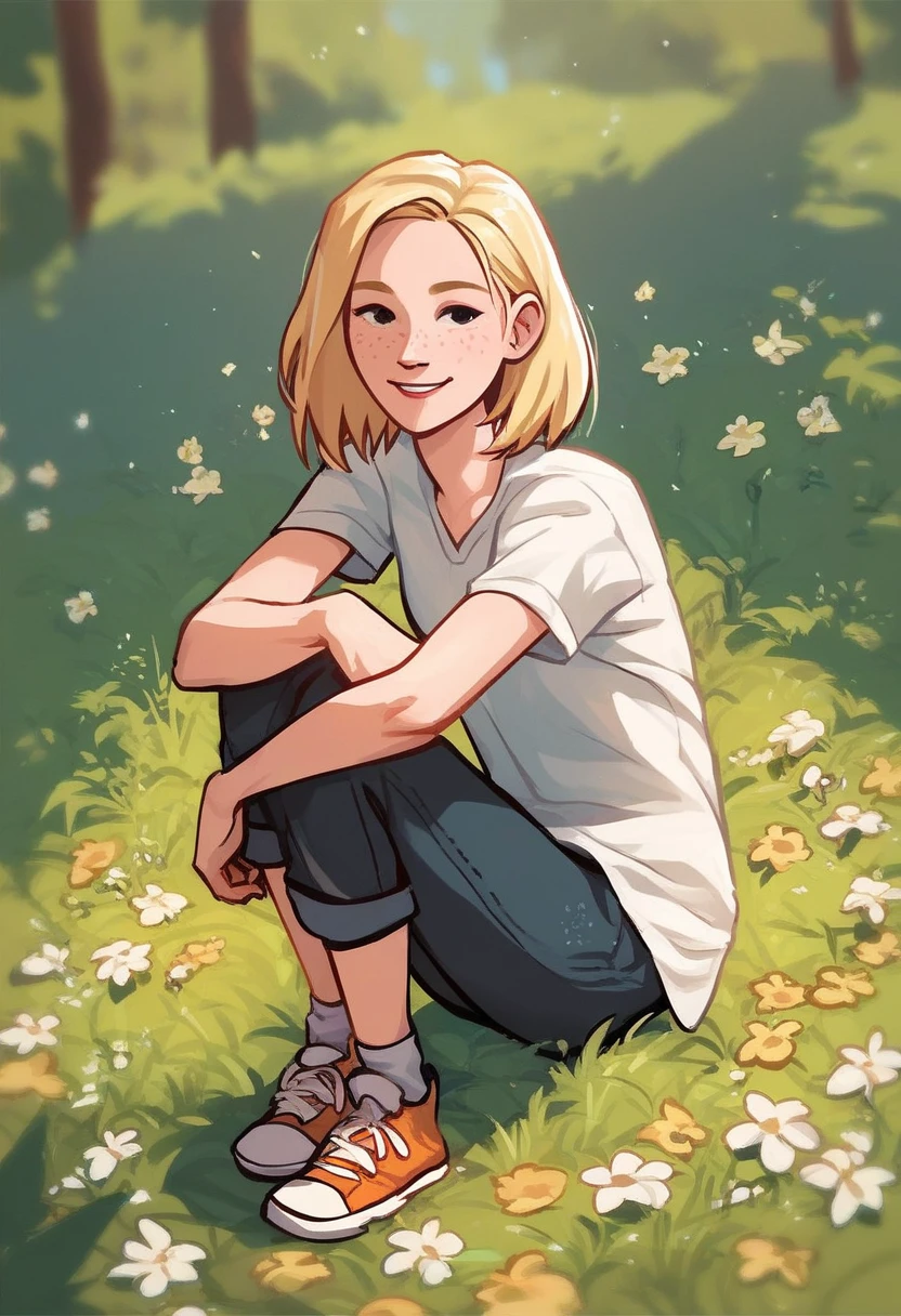 score_9, score_8_up, score_7_up, score_6_up, score_5_up,  1girl, solo, full body,
<lora:Nora (Storybooth):0.9> Nora_Storybooth, blonde hair, medium hair, freckles, smile, black eyes, eyes open,
outdoors, detailed background,
<lora:Expressive_H:0.3> Expressiveh,
<lora:add-detail-xl:0.9>