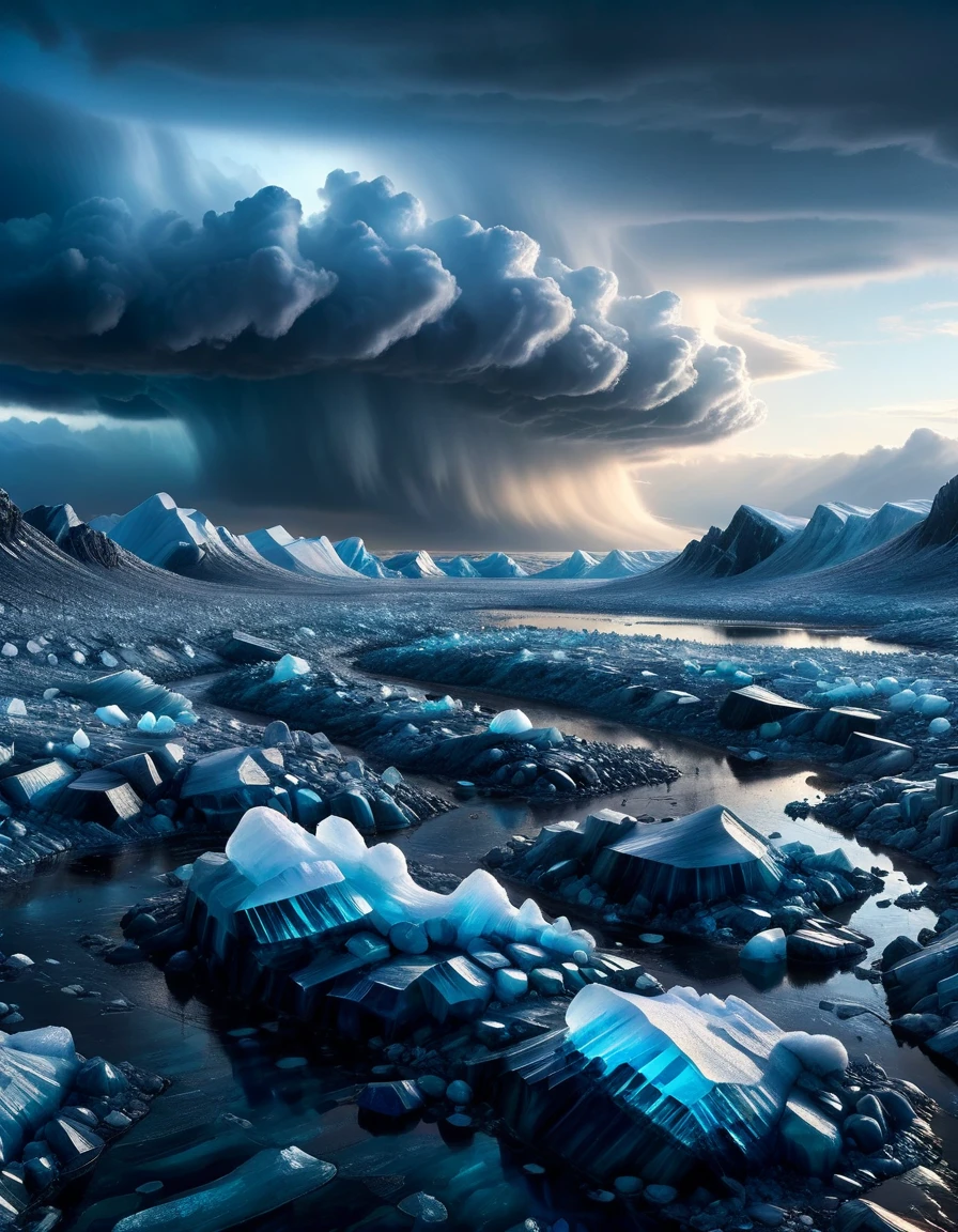 landscape of a ral-azrte from inside of a Arctic tundra, Thunderstorm, Sad, Terrorwave, sgraffito, crisp lines, hopeless, <lora:ral-azrte-sdxl-dora:1>, enchanted, very inspirational, shiny, ambient illumination, contemporary