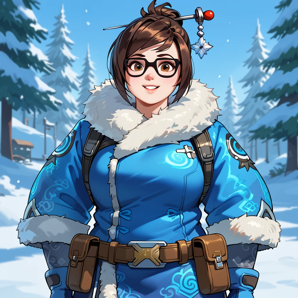 score_9, score_8_up, score_7, 4K definition, high defitinition, best quality, master piece, great artist, good coloring, good shadows, highly detailed, 1girl, solo, looking at viewer, mei, overwatch, fur-trimmed jacket, long sleeves, belt pouch, utility belt, blue gloves, winter clothes, parka, fur trim, antartic background, blurry background  <lora:Mei:1>