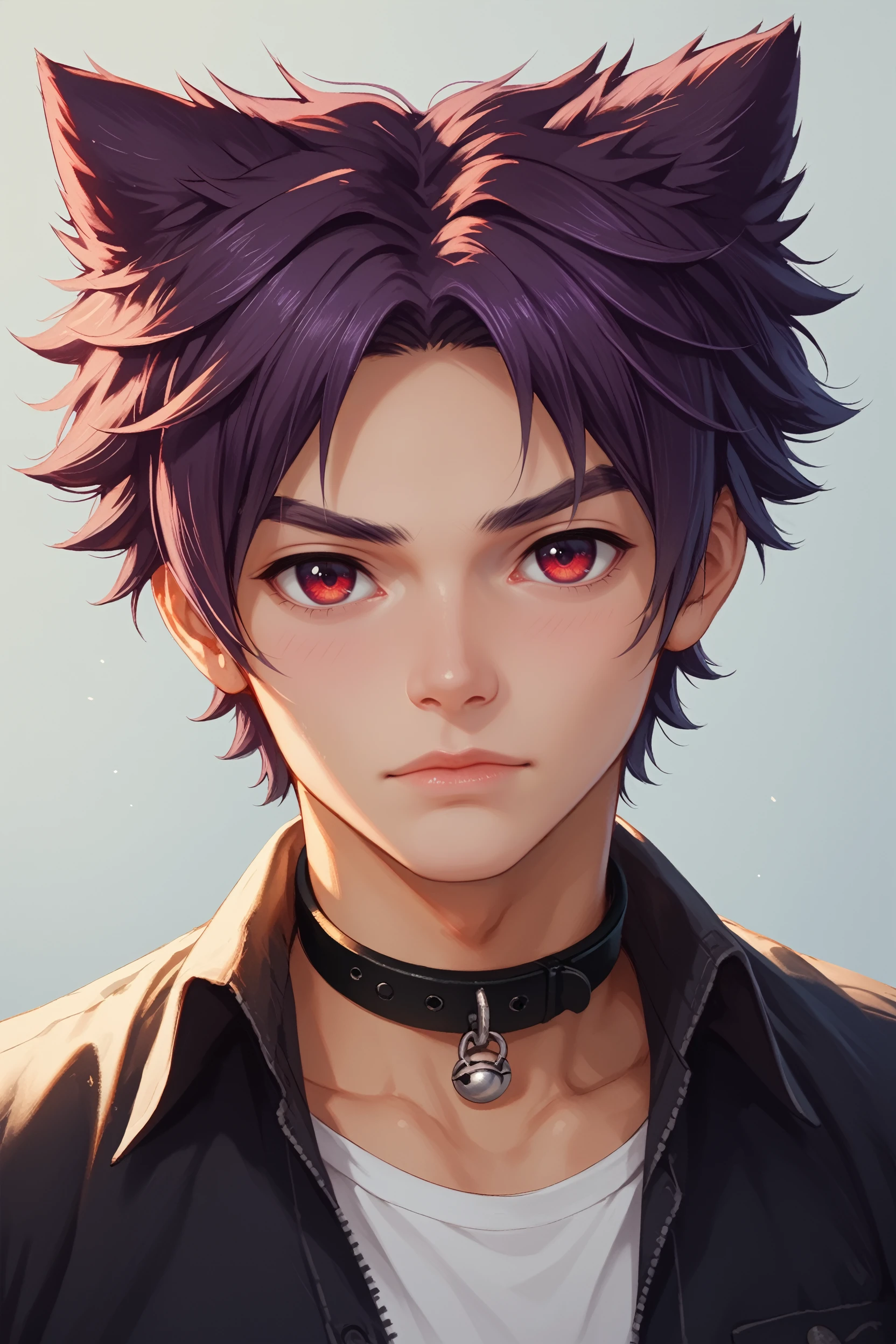 score_9, score_8_up, score_7_up, 
<lora:CBYoichi:1.0>
CBYoichi, 1boy, purple hair, short hair, red eyes, cat ears, collar, looking at viewer, portrait