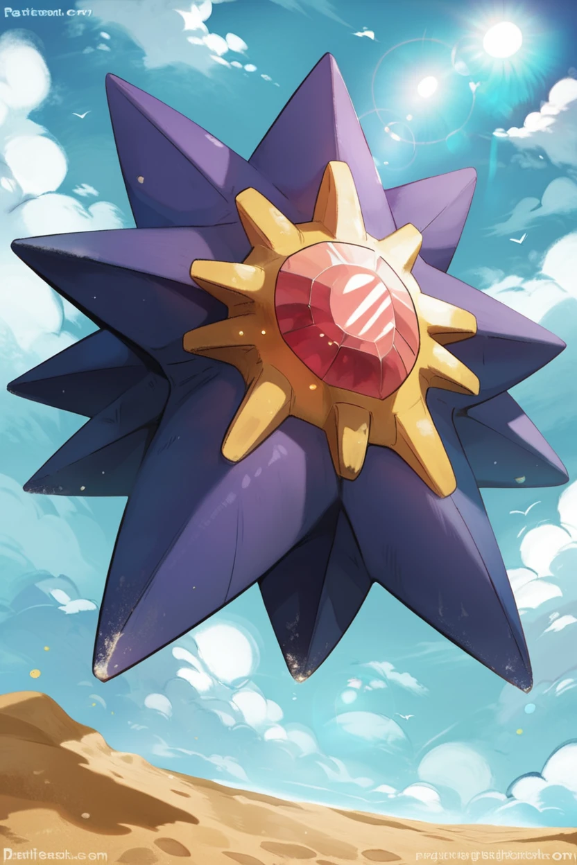 score_9, score_8_up, score_8,  ,,,  zzStarmie, full body, outdoors, sky, day, cloud, blue sky, watermark, from below, lens flare, sand, sun,  ,<lora:Starmie_Pokemon_PDXL:1.0>,   ,,, embedding:zPDXL, Expressiveh, <lora:CatalystStylePDXL:0.6>,  <lora:SDXLFaeTastic2400:0.5>,  <lora:Expressive_H-000001:0.4>,