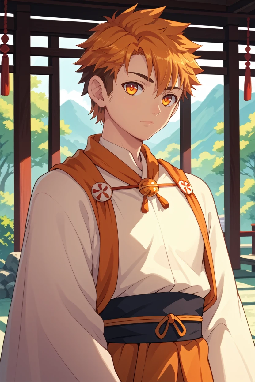 score_9, score_8_up, score_7_up,
<lora:CBHiro:0.8>
CBHiro, 1boy, orange hair, short hair, orange eyes, looking at viewer, stands in a dimly lit, sacred shrine