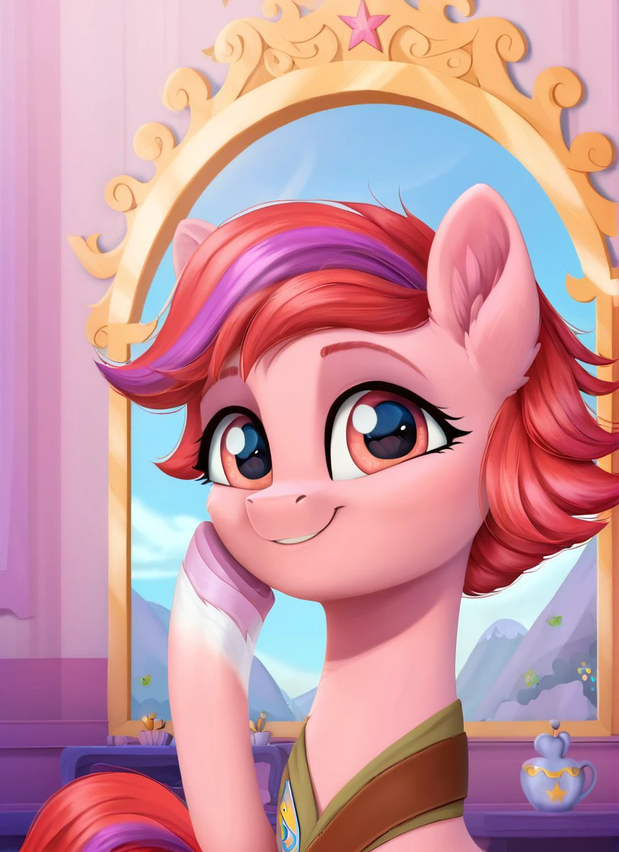 , score_9, score_8_up, score_7_up, score_6_up, score_5_up, score_4_up, rating_safe, <lora:Windy:1>Windy, PEGASUS, 
((cute, little, fuzzy pony, fur)), (high quality, detailed, beautiful), shiny, adorable face, detailed beautiful eyes, diadema, sunlight, realistic, outstanding, countershading, detailed soft lighting, ear fluff, hoof on face, cinematic vintage photography
<lora:Wholesome_MLP-v1.2:1> <lora:mlp_g5 (1):1>