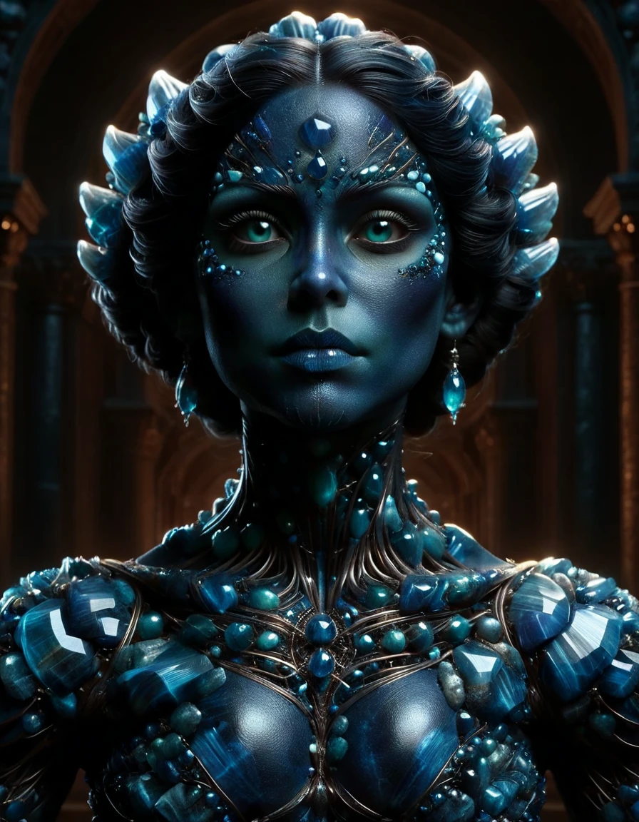 (dark art stylized by Guillermo Del Toro:1.3) , shoulder-level shot of a Sublime Voluminous "The ral-azrte of Radiance", Ultrarealistic, kalighat, soft light, <lora:ral-azrte-sdxl-dora:1>, magic atmosphere, cinematic, fertile, perfect symmetry, confident, fine detail