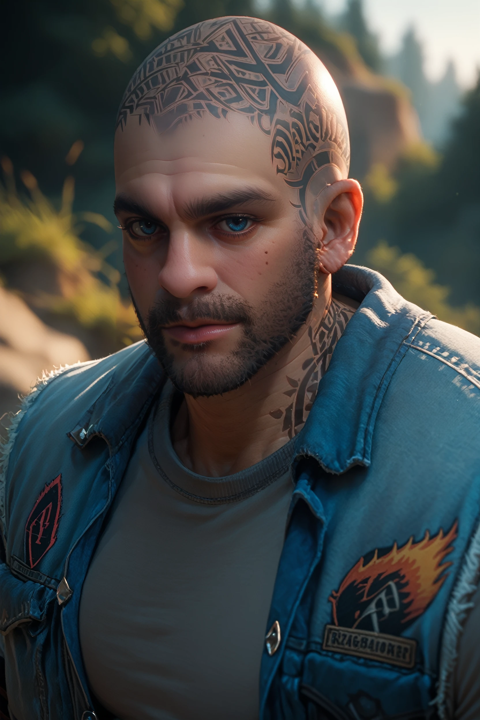 score_9, score_8_up, score_7_up, score_6_up
<lora:DGBoozer:1.0>
DGBoozer, 1boy, bald, blue eyes, beard, tattoo, looking at viewer, potrait