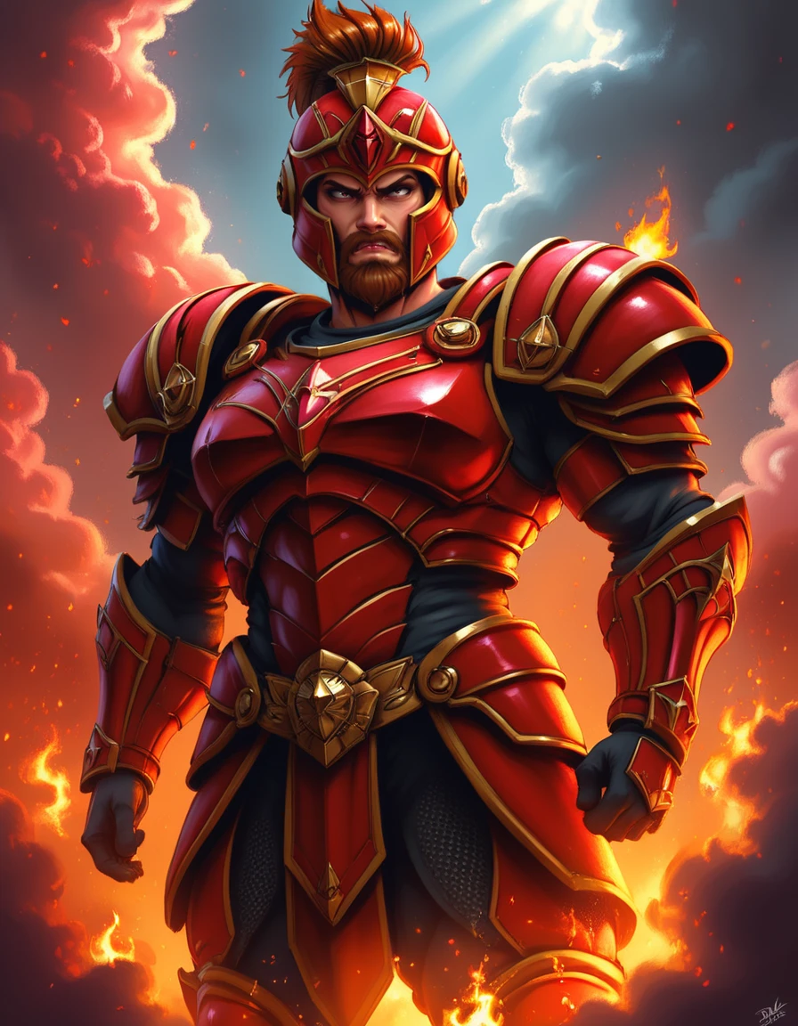 score_9,score_8_up, score_7_up, BREAK  Gr33kfant1sy,
God Ares, red Spartan armor, flame armor, brown beard, angry expression,  black clouds,  4k, hdr,
<lora:GeekFantasy:0.8>