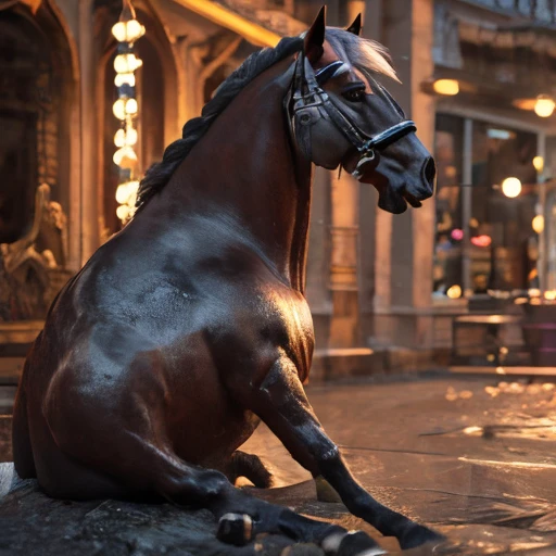 horse sit, mare sit, stallion sit <lora:horse_sit:0.8>, glow effects, godrays, Hand drawn, render, 8k, octane render, cinema 4d, blender, dark, atmospheric 4k ultra detailed, cinematic, Sharp focus, big depth of field, Masterpiece, colors, 3d octane render, 4k, concept art, trending on artstation, hyperrealistic, Vivid colors, extremely detailed CG unity 8k wallpaper, trending on CGSociety, Intricate, High Detail, dramatic,