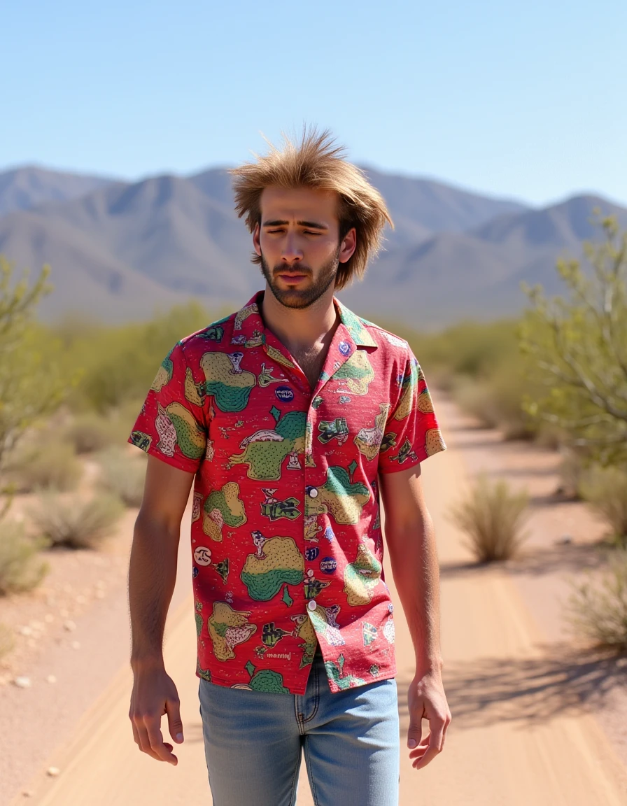 HINC man walking in Arizona with a colorful shirt