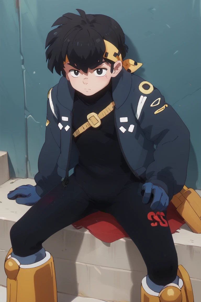 anime big breast，schoolboy，Sick，The boy lifted Erlang's legs and remained sitting，The boy's faint evil sneer，The boy's legs are in front and the body is behind，The perspective is from bottom to top，Boys wearing sneakers