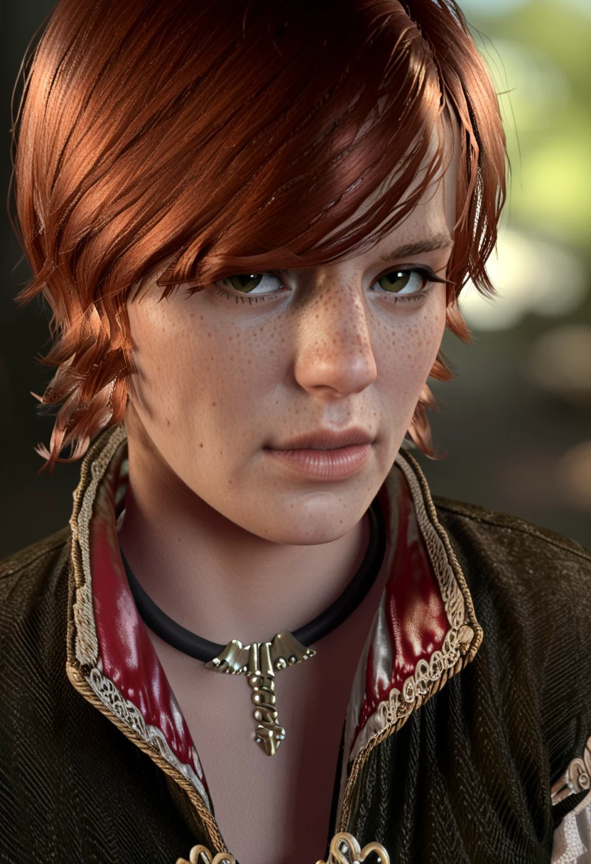 score_9, score_8_up, score_7_up Shani Witcher 3  freckles  up close organizing a medical supply's in a Witcher  village,