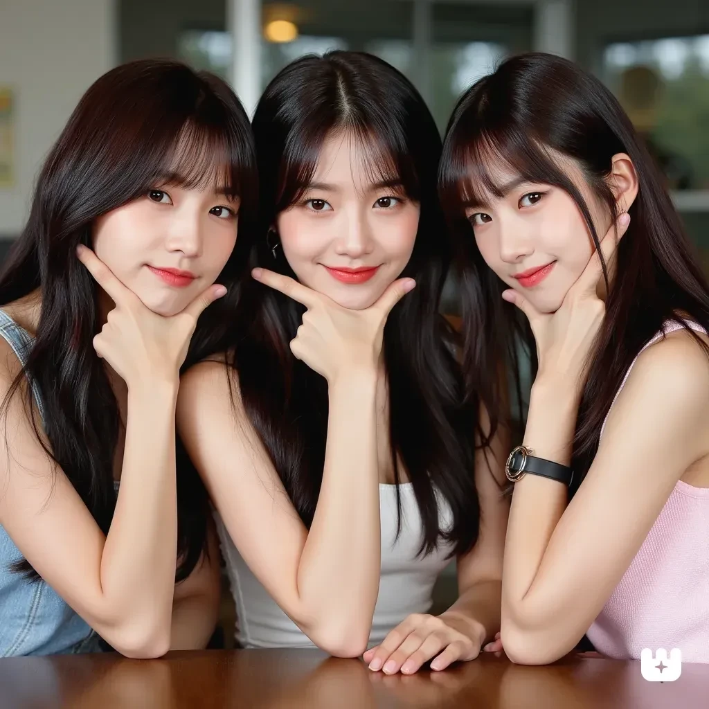 hot pants、Seductive smile、Supermodel、Perfect build、Muchimuchi、Three girls are looking at the viewer、 3 girls、、beautiful feet、smile、black sister、short ruffle skirt、