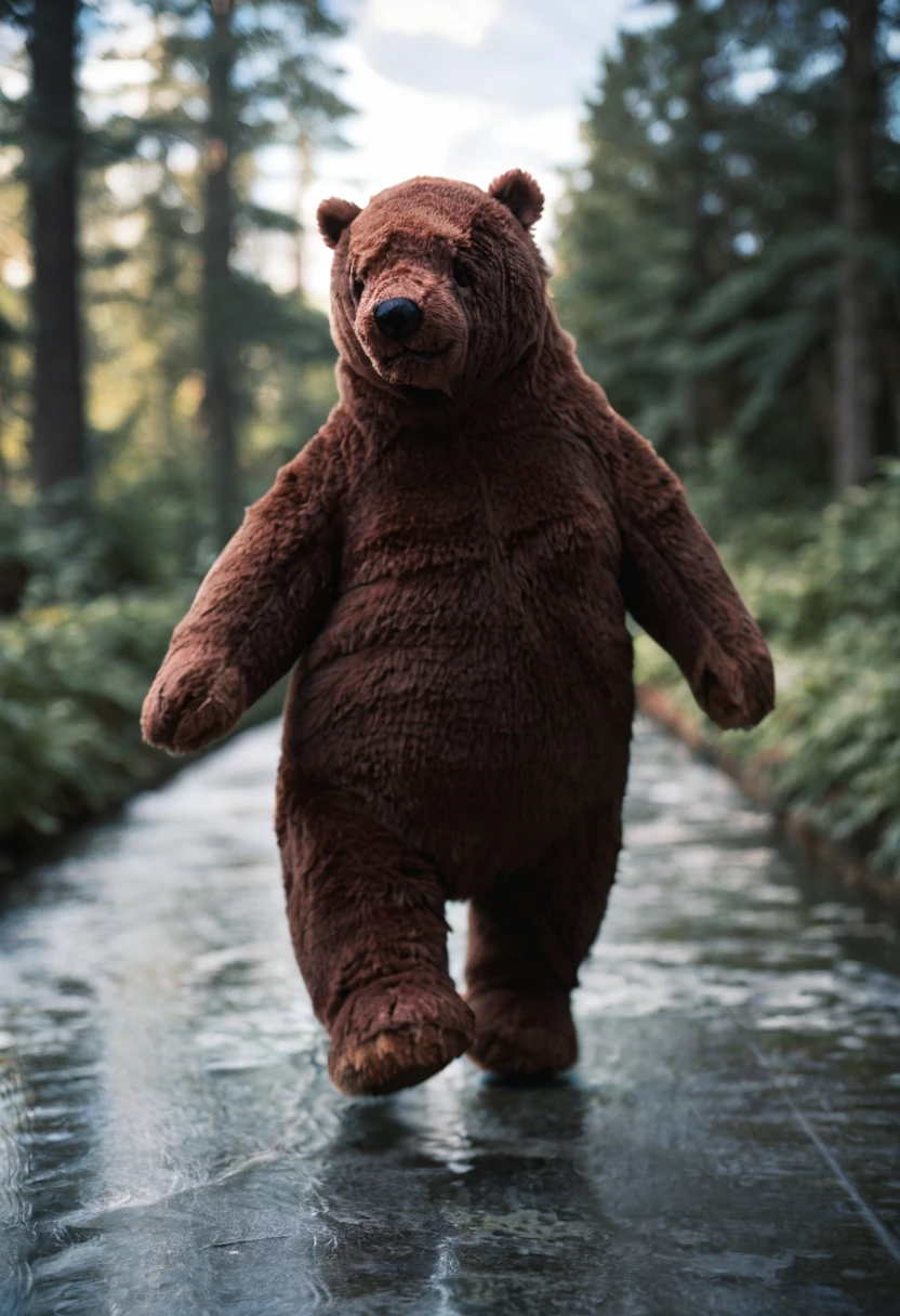 score_9, score_8_up, score_7_up, realistic, highly detailed, intricate details, detailed background, bear focus, photo of a bear, background of forest,  backlight <lora:djungelskog:0.8>, walking