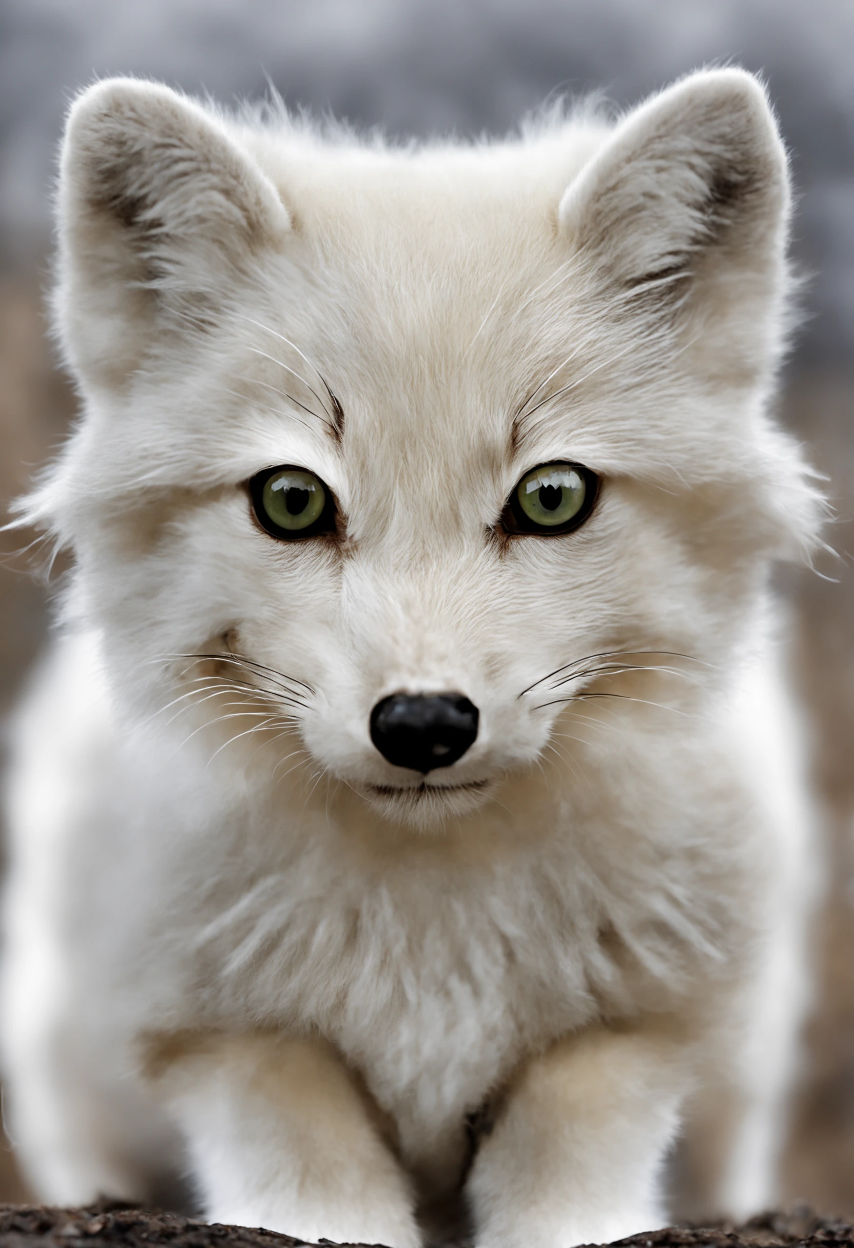 [white arctic fox: a kitten: 0.5], cute, 4k photo
