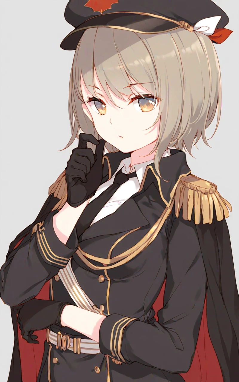 1girl, solo, black military uniform, black necktie, black gloves, epaulettes, white shirt, aki rinco, 

,(toosaka asagi:0.7), 

very aesthetic, masterpiece, best quality, very aesthetic, highres, absurdres, sensitive, 

(kedama_milk:0.4), (ke-ta:0.2), (40hara:0.2), (wlop:0.2), highres, detailed, (foot focus:0.3)









