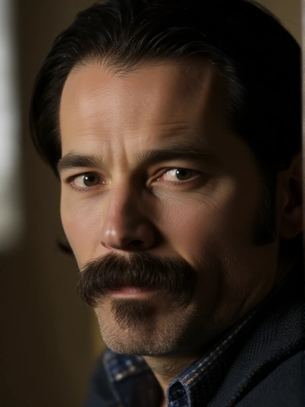 <lora:Doc_Holliday:0.9> doc holliday, facial hair, long hair, closeup face portrait