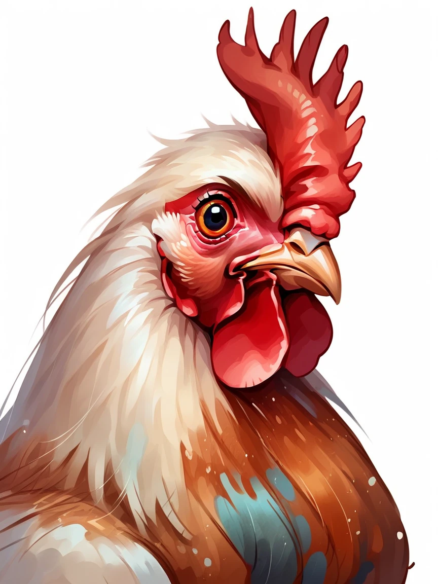 score_9, score_8_up, score_7_up, score_6_up, score_5_up,  <lora:roosterXLP:1> bird, chicken, rooster, no humans, animal focus, solo, white background,