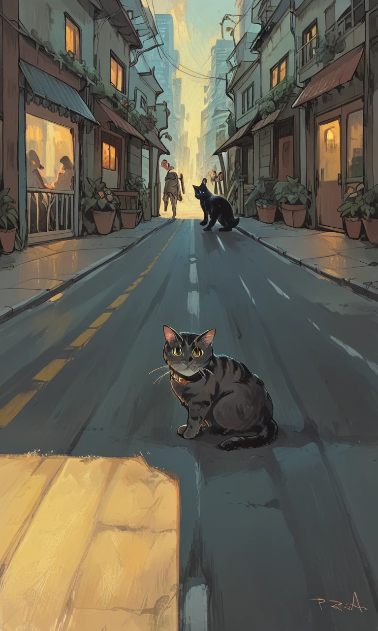 score_9, score_8_up, score_7_up, no humans, road, city, btrAnimal,  cat, <lora:BetterAnimals:1>