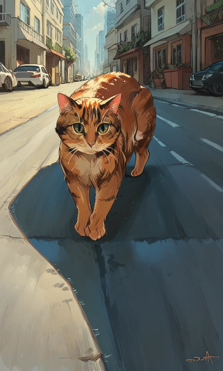 score_9, score_8_up, score_7_up, no humans, road, city, btrAnimal,  cat, close-up, <lora:BetterAnimals:1>