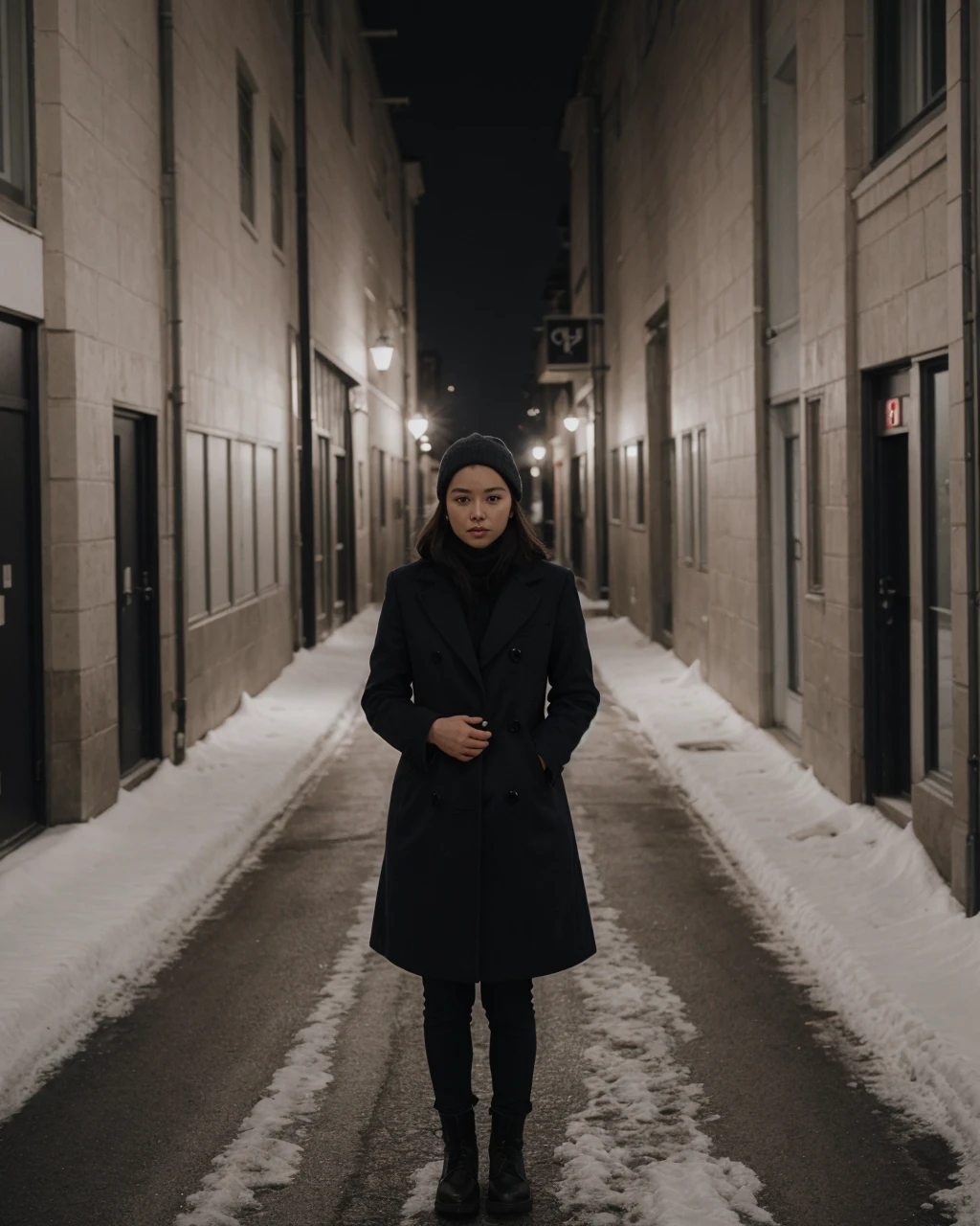 1girl,(tuxedo:0.8),in winter,street,